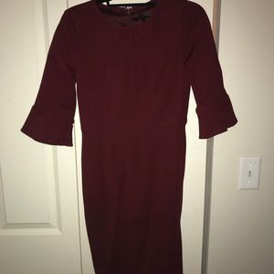 NWOT J.Crew Size 4 Burgundy Dress with Sleeves